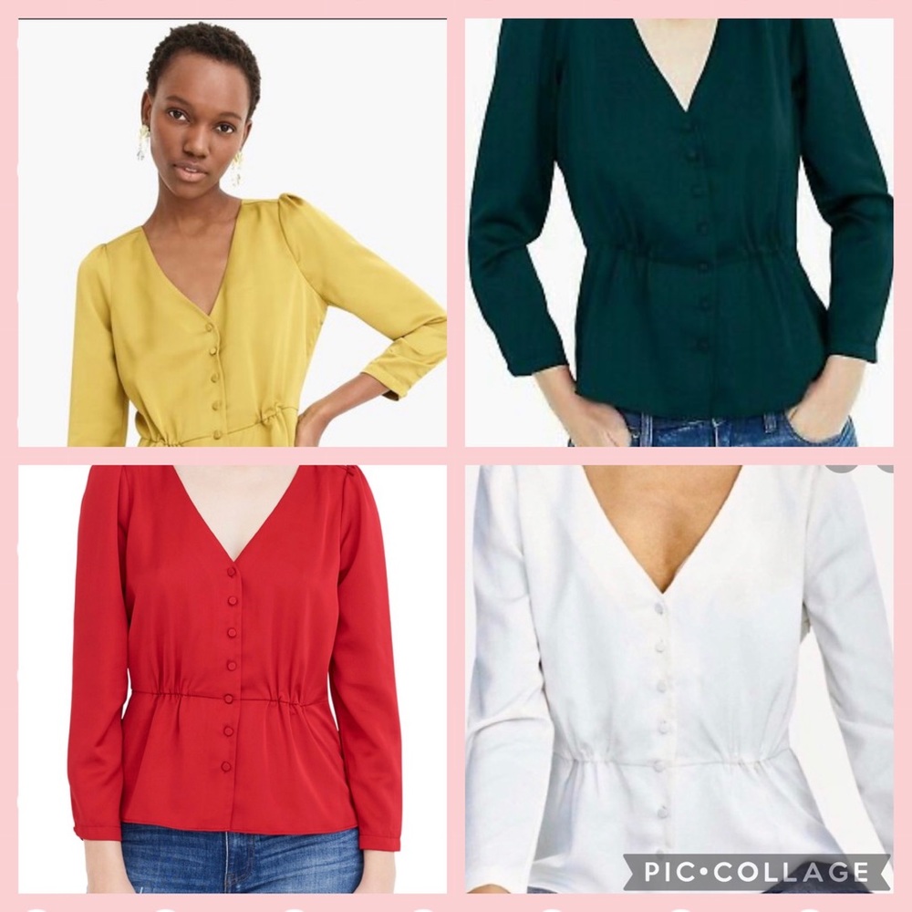 Lot of 4 Jcrew Satin Peplum Tops Shirts